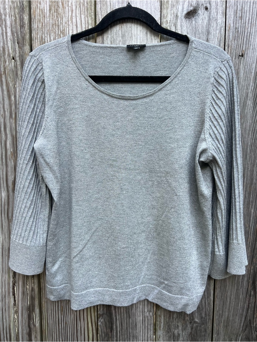 Talbots Silver metallic 3/4 Wide Sleeve Sweater Women’s Large Petite
